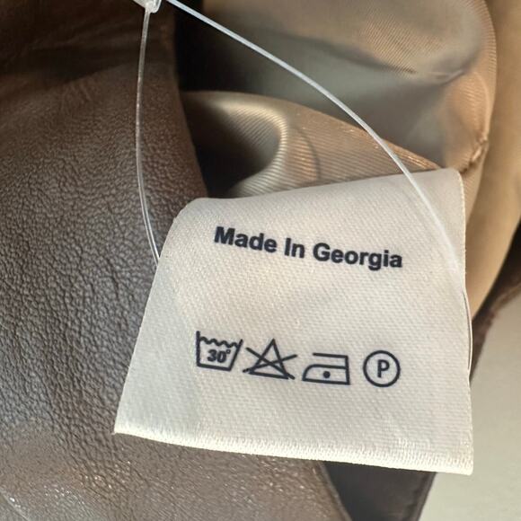 Alexsandre Akhalkatsishvili Brown Vegan Leather Mini Skirt V Waist sz S NWOT - Picture 7 of 7